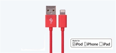 2.4A Lightning Charge/Sync Cable, 3' long, Hot Pink