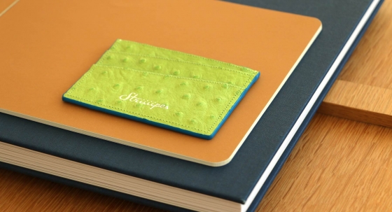 BRIGHT GREEN OSTRICH CARDHOLDER