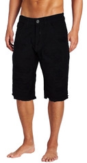 MENS SMOKE RISE DISTRESSED FRAYED JEAN SHORTS