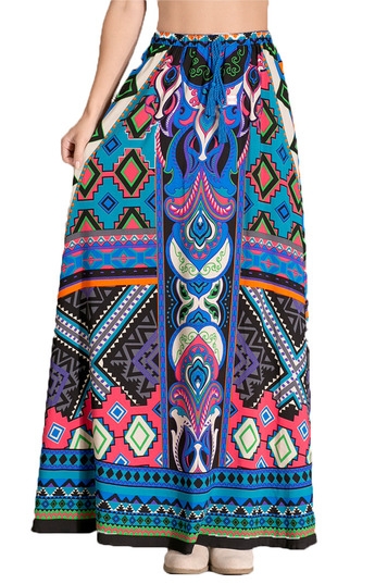 FLYING TOMATO WOMENS TRIBAL PRINT BOHO MAXI SKIRT