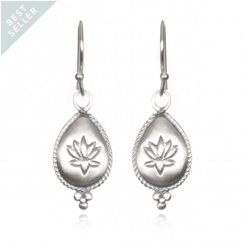 Silver Lotus Earrings - Blissful Blooms