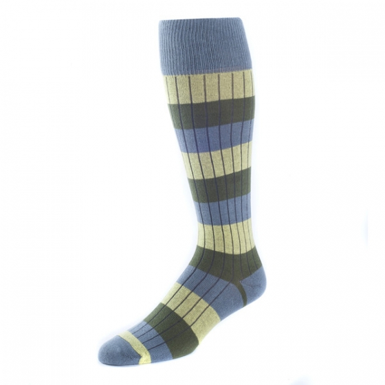 Harris- Over Calf Socks Striped Olive