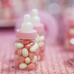 Pink Plastic Baby Bottle Favors