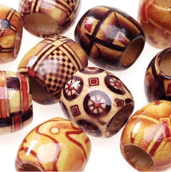 Assorted Printed Wood Beads