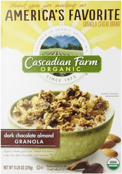 Cascadian Farm Granola Cereal, Organic Dark Chocolate Almond, 13.25 Ounce (Pack of 6)