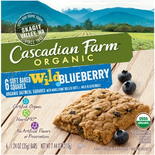Cascadian Farm Snacks Organic Soft Baked Squares Box, Wild Blueberry, 7.44 Ounce
