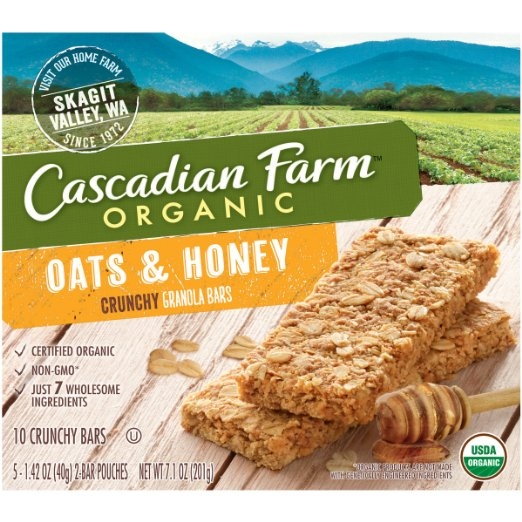 Cascadian Farm Snacks Organic Crunchy Oats and Honey Granola Bars, 7.1 Ounce