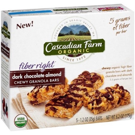 Cascadian Farm Organic: Dark Chocolate Almond Fiber Right Chewy Granola Bars, 6.2 Oz