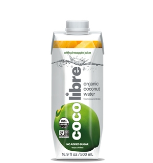 COCO LIBRE Coconut Water w/Pineapple At least 95% Organic, 16.9oz