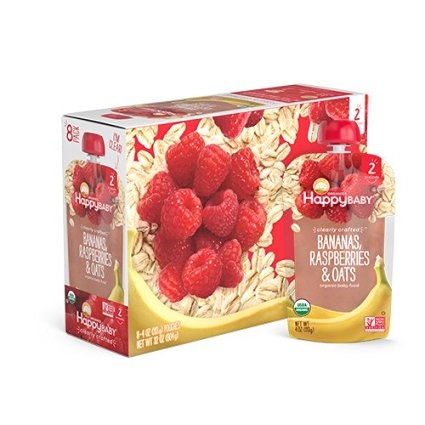 Clearly Crafted Stage 2 Pouch Foods Bananas Raspberries & Oats