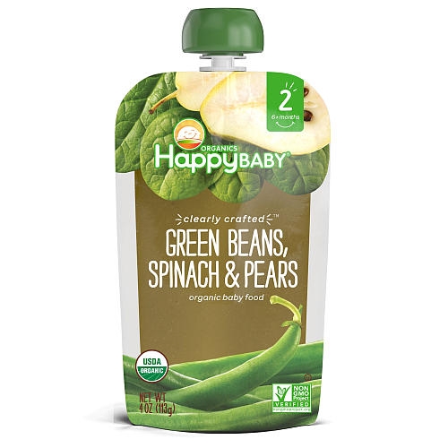 Clearly Crafted Stage 2 Pouch Foods Green Beans Pears & Spinach