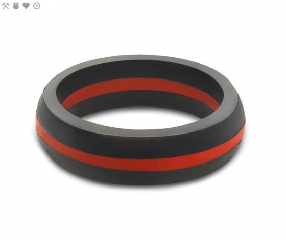 WOMEN'S THIN RED LINE SILICONE RING