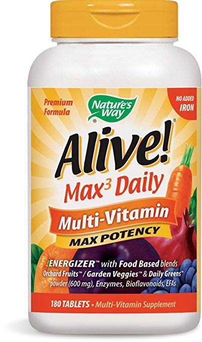 Alive! Max3 Potency (No Iron Added) Multivitamin, 180 tablets