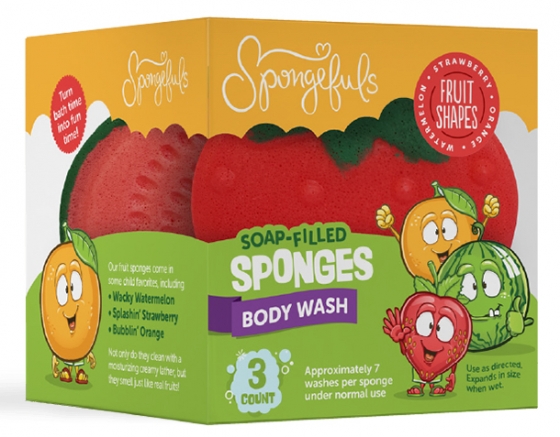 Spongefuls Children Soap-Filled Sponges Fruit Shapes
