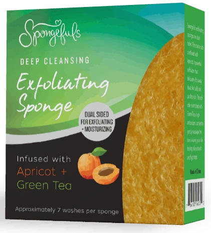 Spongefuls Deep Cleansing Exfoliating Face Sponge Apricot & Green Tea