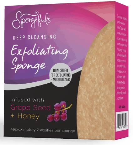 Spongefuls Deep Cleansing Exfoliating Face Sponge Grape Seed & Honey