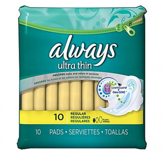 Always Ultra Thin Size 1 Regular Pads With Wings, Unscented
