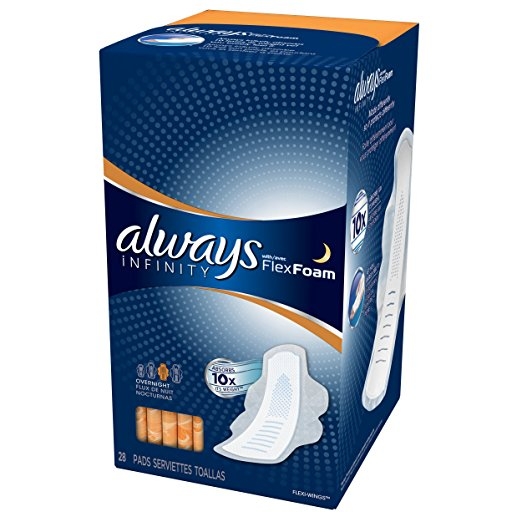 Always Infinity Size 4 Overnight Pads with Wings, Unscented