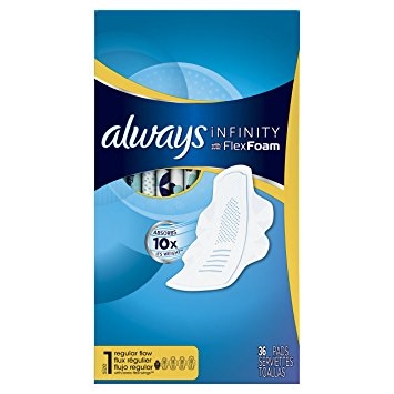 Always Infinity Size 1 Regular Pads with Wings, Unscented