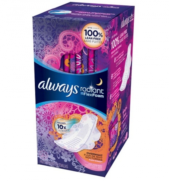 Always Radiant Overnight with Wings Scented Pads