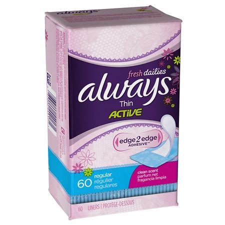 Always Thin Active Dailies, Fresh Scented