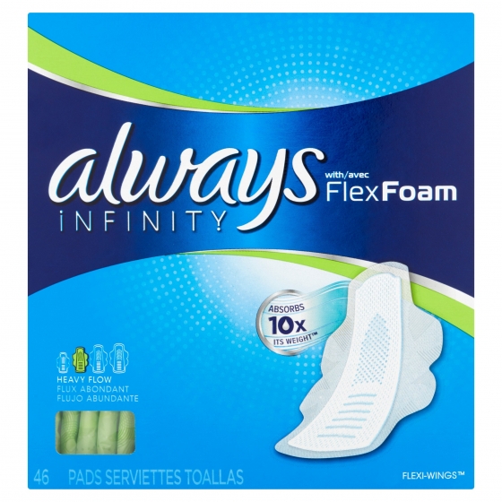 Always Infinity Size 2 Super Pads with Wings, Unscented
