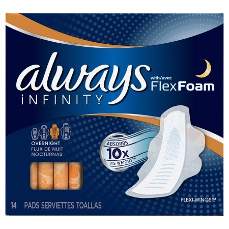Always Infinity Size 4 Overnight Pads with Wings, Unscented