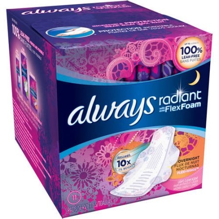 Always Radiant Overnight with Wings Scented Pads