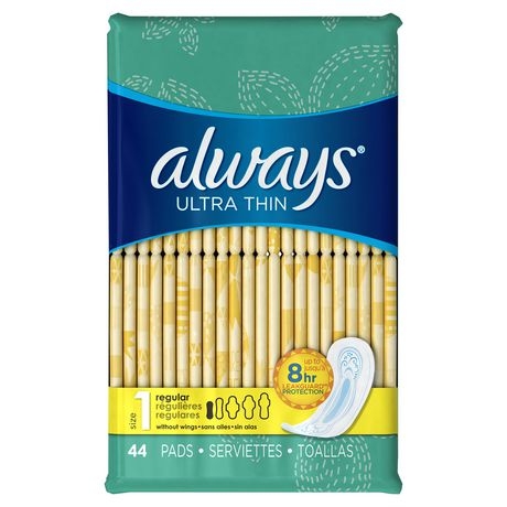 Always Ultra Thin Size 1 Regular Pads Without Wings, Unscented
