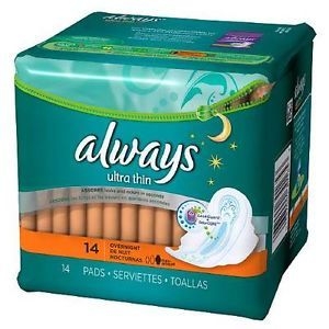 Always Ultra Thin Size 4 Overnight Pads With Wings, Unscented