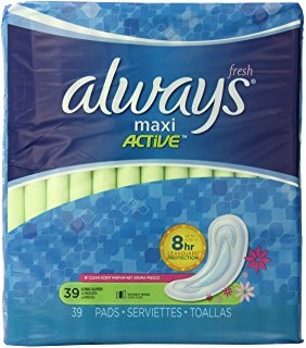 Always Maxi Fresh Size 2 Long Super Pads Without Wings, Scented