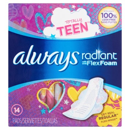 Always Radiant Teen Regular Pads with Wings