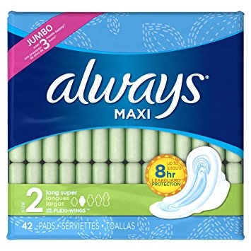Always Maxi Size 2 Long Super Pads Without Wings, Unscented