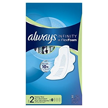 Always Infinity Size 2 Super Pads with Wings, Unscented