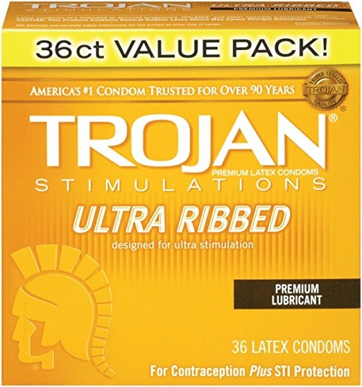 TROJAN Ultra Ribbed Lubricated Condoms