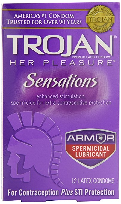 TROJAN Her Pleasure Sensations Armor Spermicidal Lubricant Condoms