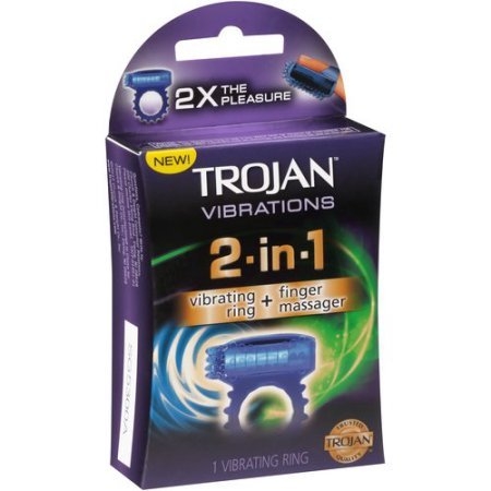 TROJAN 2-in-1 Vibrating Ring + Finger Massager