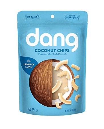 Dang Gluten Free Unsweetened Toasted Coconut Chips, Lightly Salted, 4 Count
