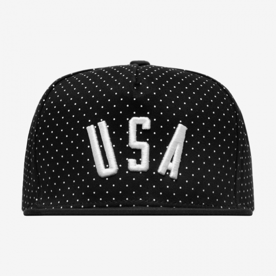 BLACK & WHITE POLKA DOT USA HAT