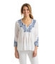 Shell Embroidered Pintuck Top