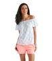 Block Flower Off The Shoulder Knit Top