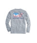 Long-Sleeve Waving Flag Whale Fill Pocket T-Shirt