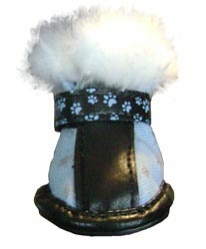 Designer Fur Trimmed Dog Boots - Blue